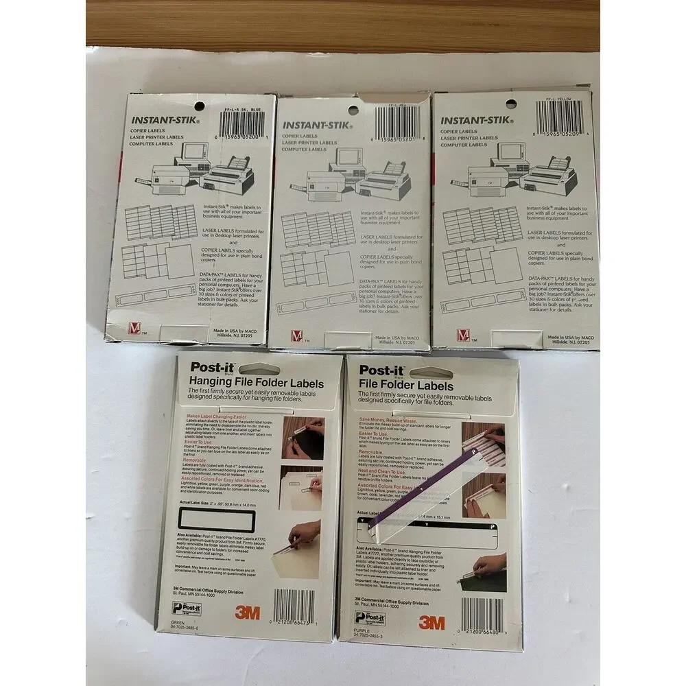 lot of 5 packs file folder labels (2x 3m post it hanging and 3x instant sticks )